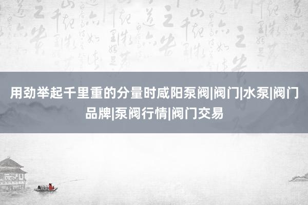 用劲举起千里重的分量时咸阳泵阀|阀门|水泵|阀门品牌|泵阀行情|阀门交易